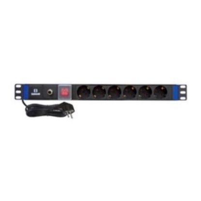 Picture of SAFEWELL 6 Schuko Rack Mounted PDU 19" 1U With Switch And Surge Protection 400W 16A