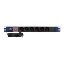 Picture of Safewell 6 Schuko Rack Mounted PDU 19" 1U With Switch And Surge Protection 4000W 16A