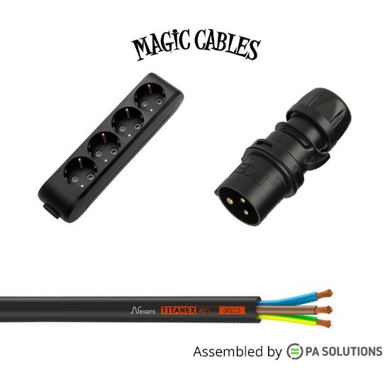 Εικόνα της Magic Cables Power - CEE Black 3x16A M - 4way Outlet 3m